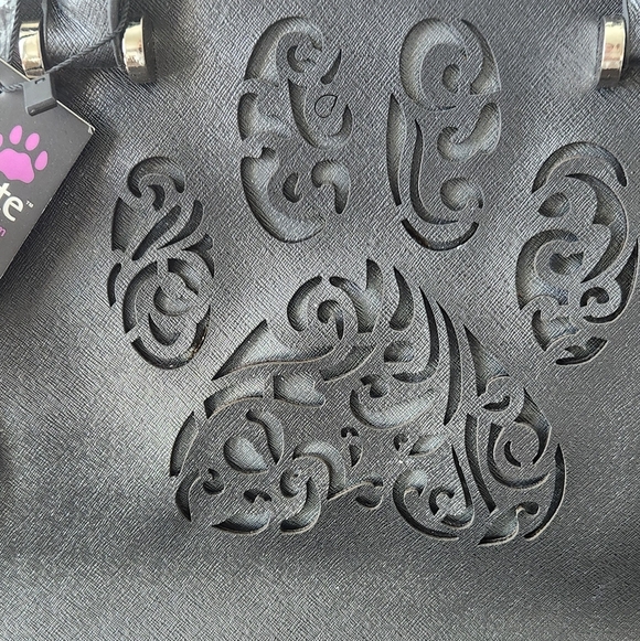 Chic Black Tote Bag with Embossed Design - Picture 2 of 6